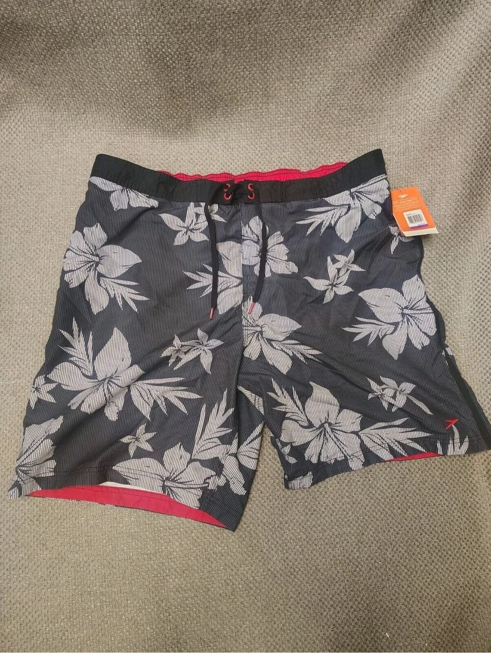 NWT Speedo Swim Trunks Mens XXL Black Floral Tropical VaporPLUS Quick Dry New
